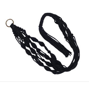 Black Macrame Plant Hanger One Size. Boho retro